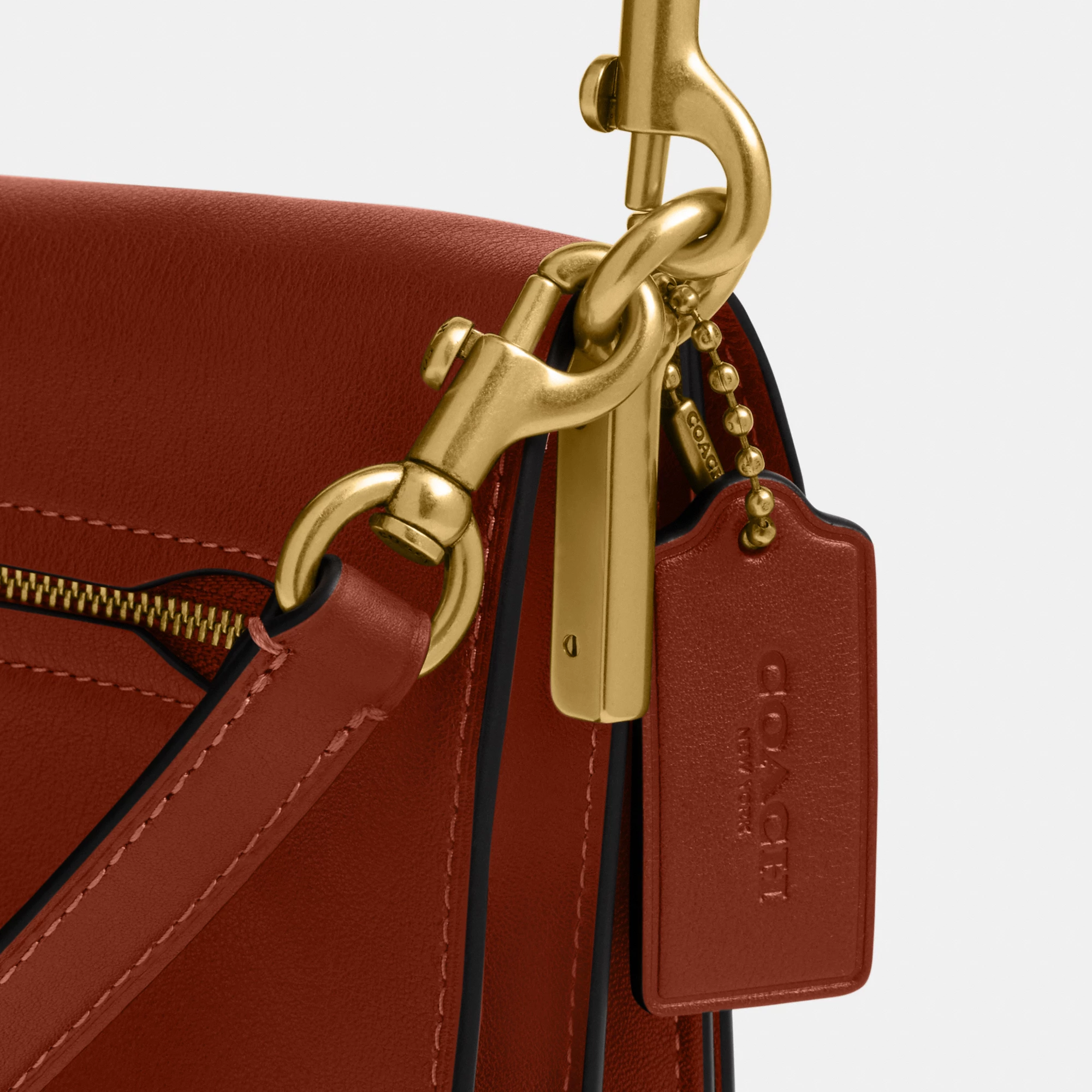 COACH®,Tabby Shoulder Bag 26,Leather,Shoulder Bag,Logo,Metal,Compact,Brass,Casual,Brown,Closer View