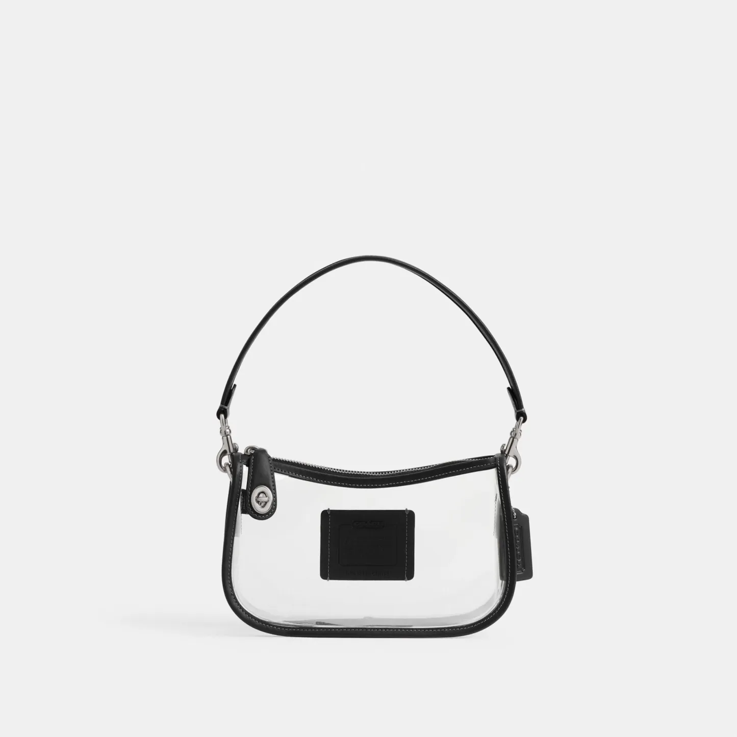 COACH®,Stadium Swinger Bag,Leather,Shoulder Bag,Sheer,Piping,Applique,Casual,White,Front View