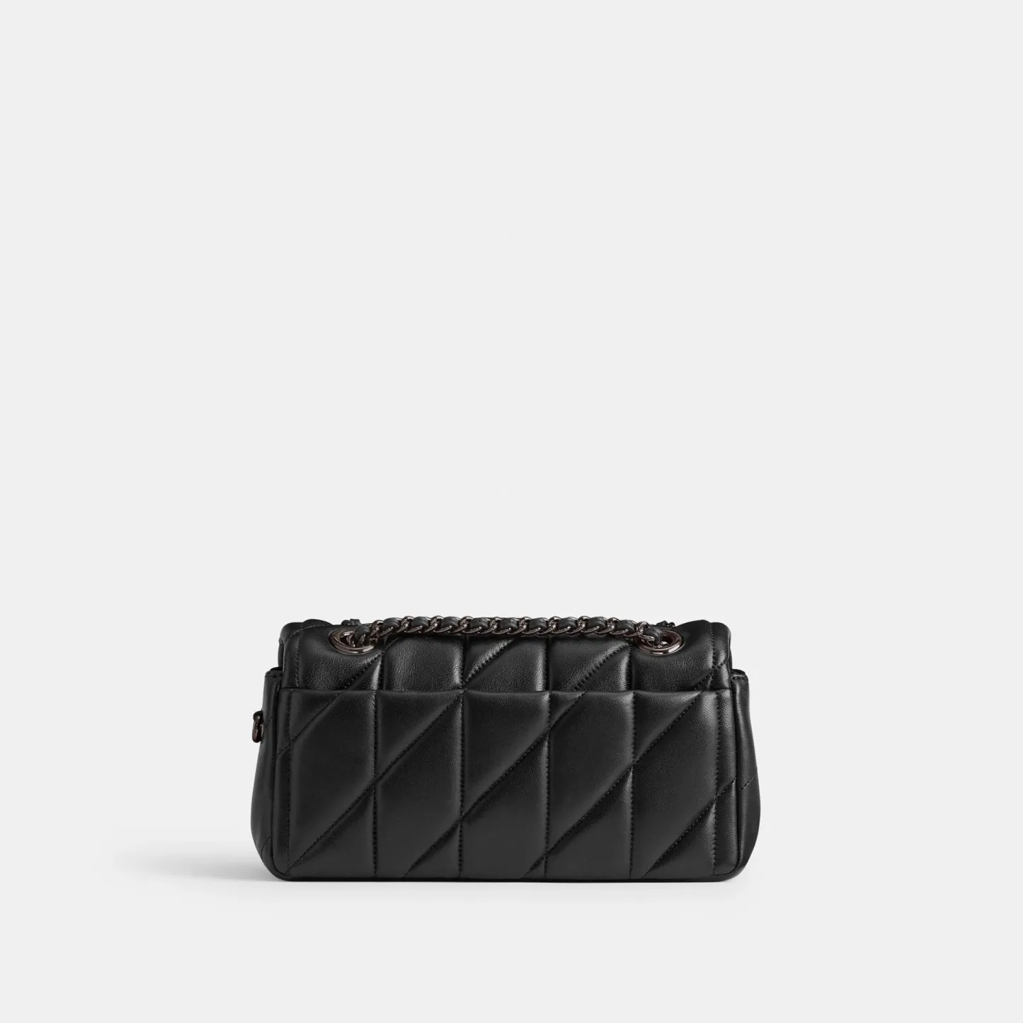 COACH®,Tabby Shoulder Bag 20 With Pillow Quilting,Leather,Shoulder Bag,Chain Detail,Embossed,Logo,Metal,Gold Metal,Day Party,Black,Back View