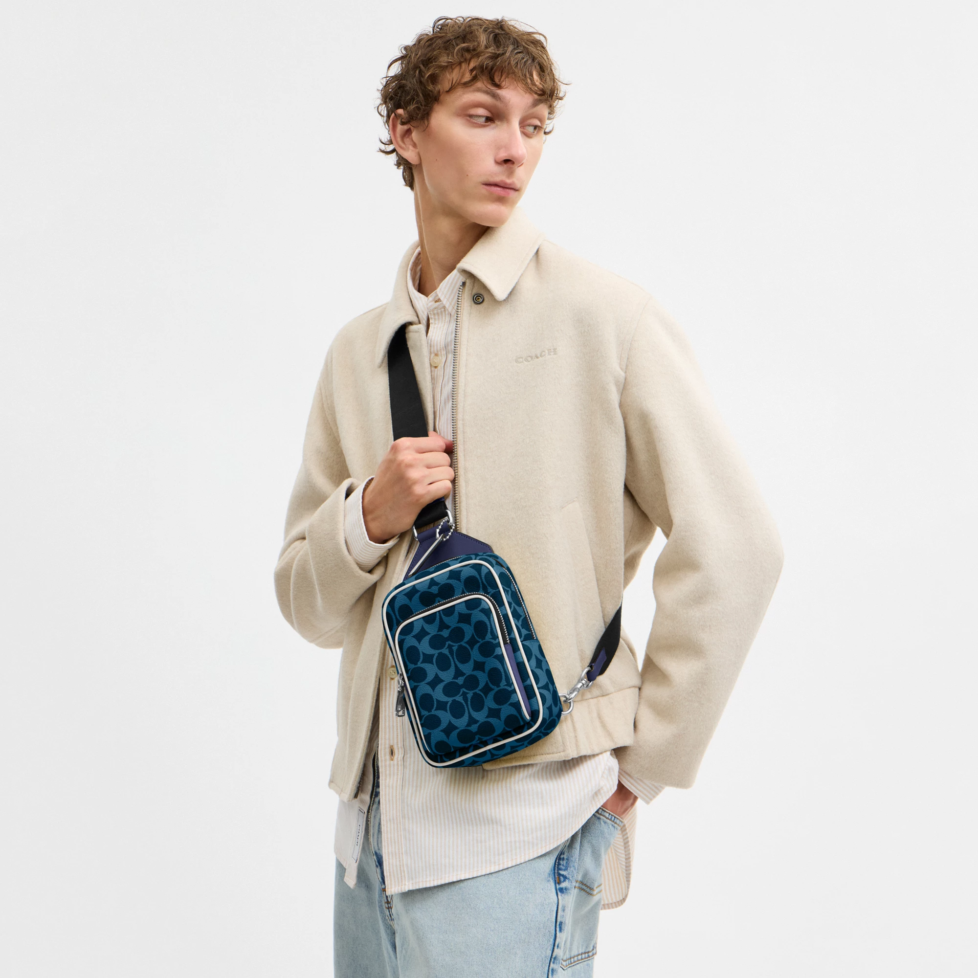 COACH®,Racer Sling Pack In Signature Canvas,,Detail View