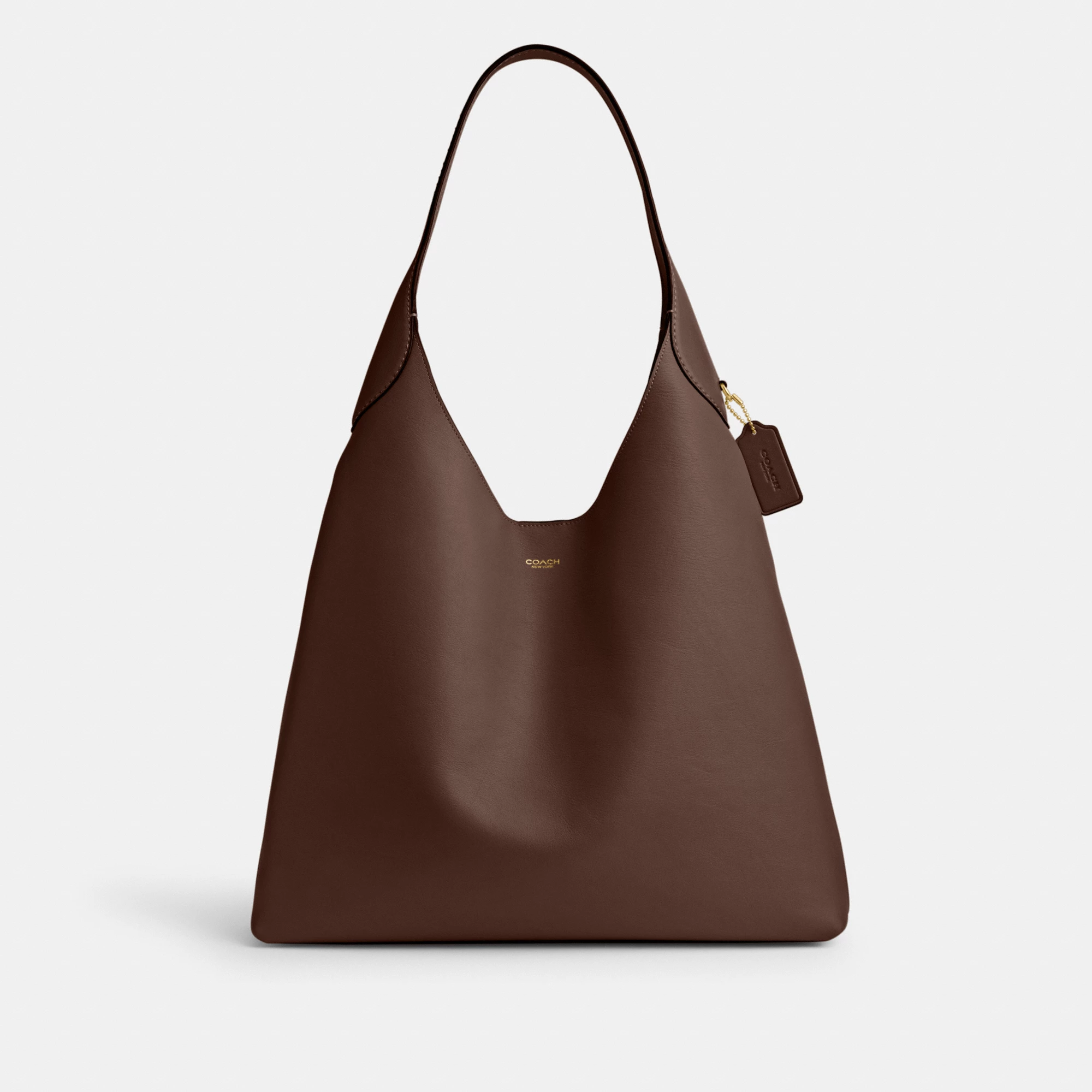 COACH®,Brooklyn Shoulder Bag 39,Hobo,Logo,Word Embellishment,Embossed,Casual,Brown,Front View