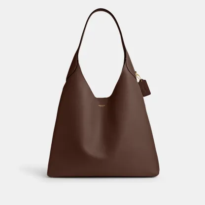 COACH®,Brooklyn Shoulder Bag 39,Hobo,Logo,Word Embellishment,Embossed,Casual,Brown,Front View