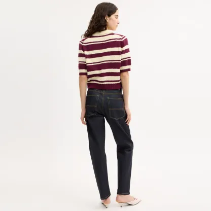 COACH®,Striped Knit Polo,Maroon,Scale View