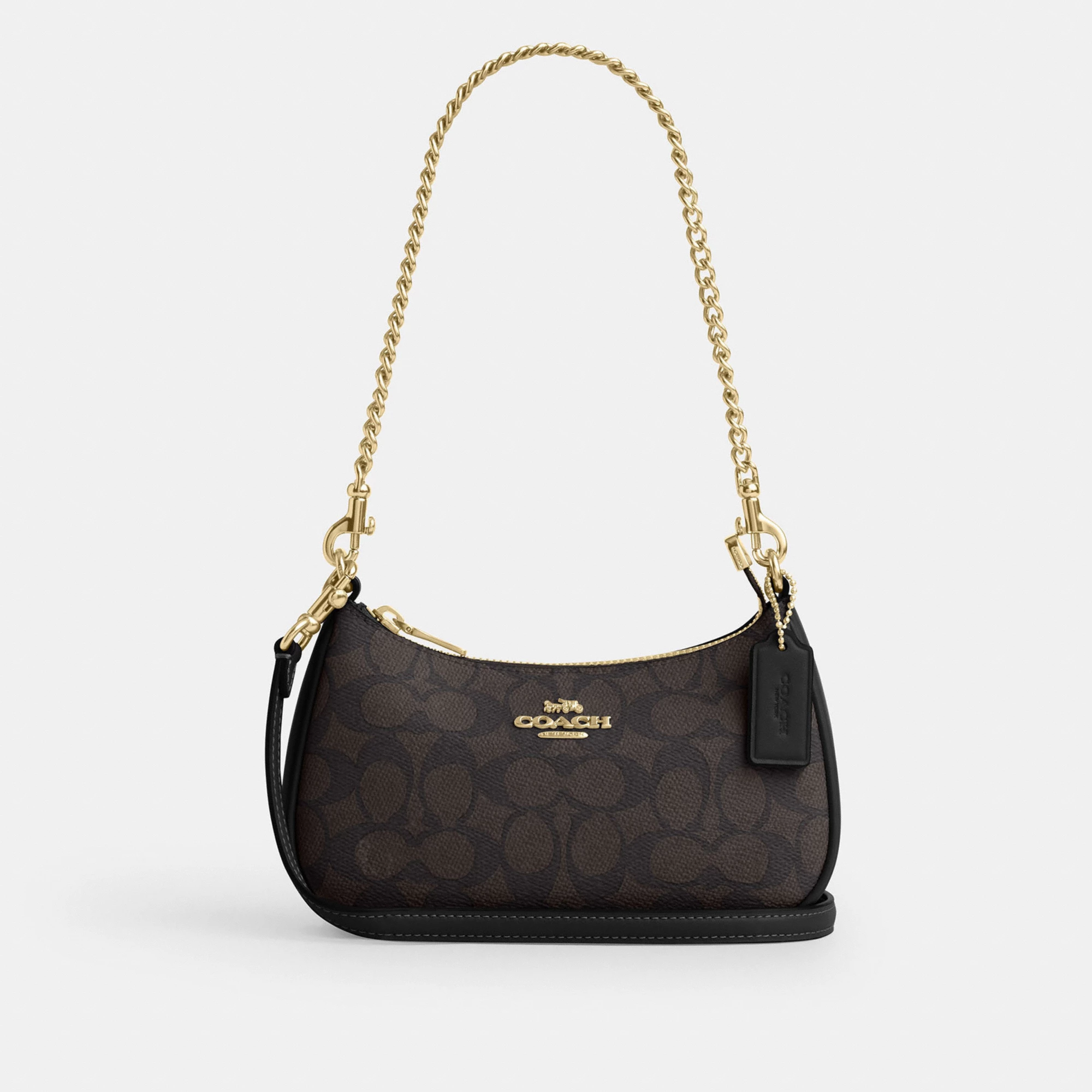 COACH®,Teri Mini Crossbody Bag In Signature Canvas,Polyester,Canvas,Recycled Polyester,Shoulder Bag,Adjustable,2 in 1,Vega...,Black,Front View