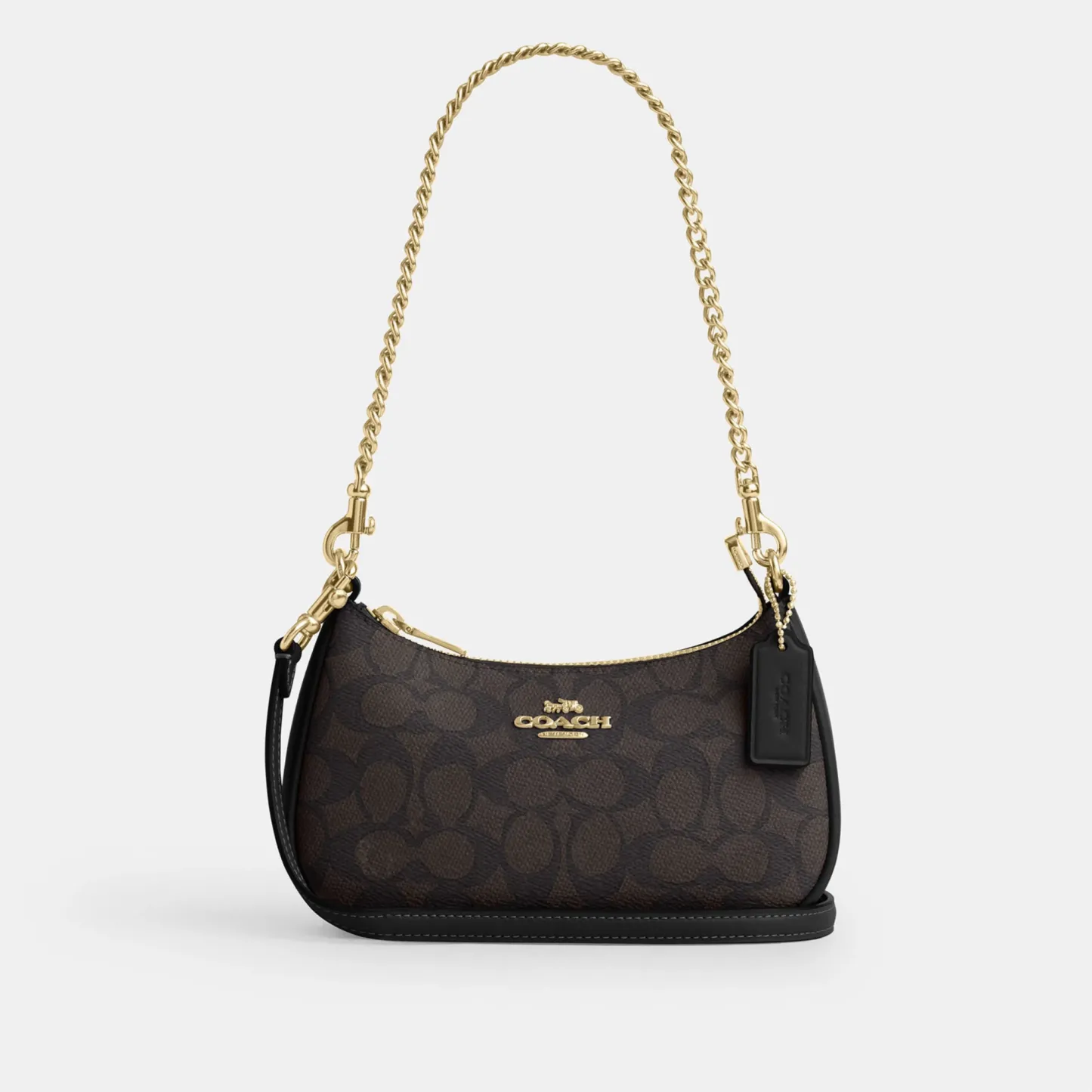 COACH®,Teri Mini Crossbody Bag In Signature Canvas,Polyester,Canvas,Recycled Polyester,Shoulder Bag,Adjustable,2 in 1,Vega...,Black,Front View
