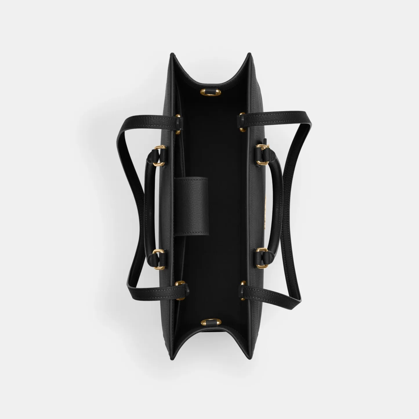 COACH®,Maggie Tote Bag,Leather,Tote,Logo,Embossed,Metal,Work,Black,Inside View,Top View