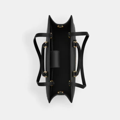 COACH®,Maggie Tote Bag,Leather,Tote,Logo,Embossed,Metal,Work,Black,Inside View,Top View