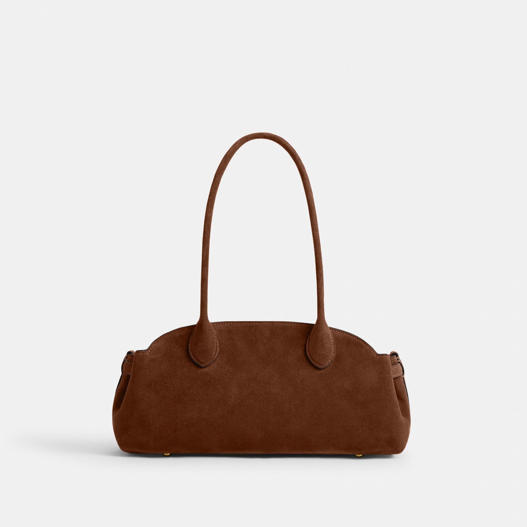 COACH®,Empire Carryall Bag 34,Suede,Shoulder Bag,Logo,Brass,Casual,Brown,Back View