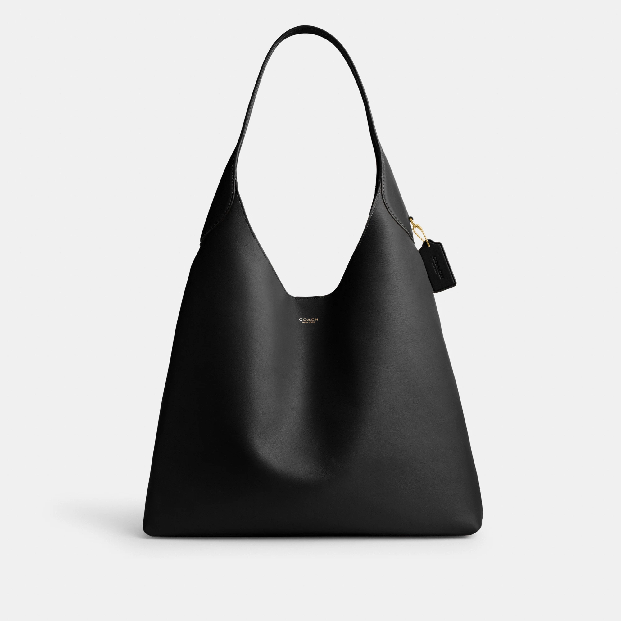 COACH®,Brooklyn Shoulder Bag 39,Hobo,Logo,Word Embellishment,Embossed,Casual,Black,Front View