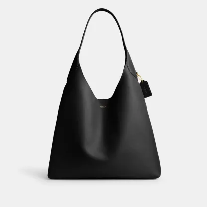COACH®,Brooklyn Shoulder Bag 39,Hobo,Logo,Word Embellishment,Embossed,Casual,Black,Front View