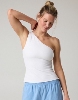 OFFLINE By Aerie Real Me XTRA One Shoulder Tank Top - White