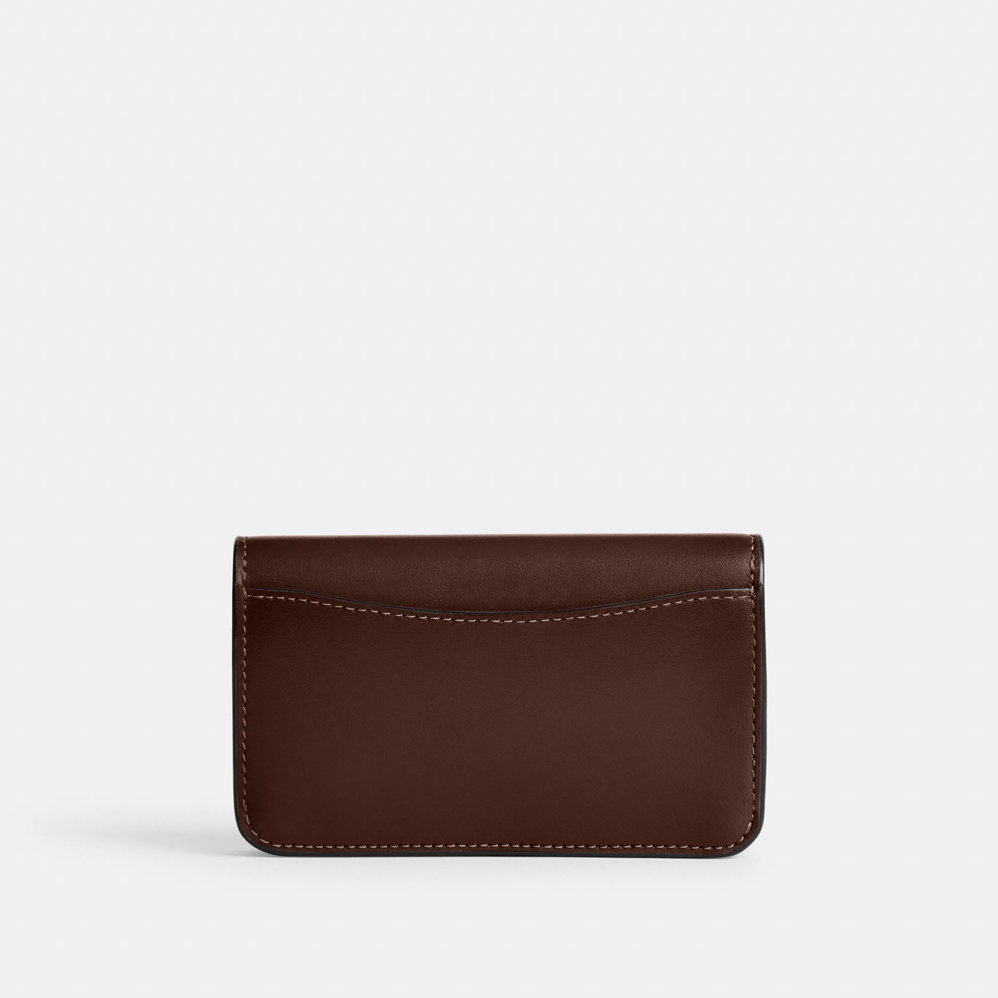 COACH®,Essential Slim Card Case,Calfskin Leather,Bi Fold,Logo,Metal,Casual,Brown,Back View