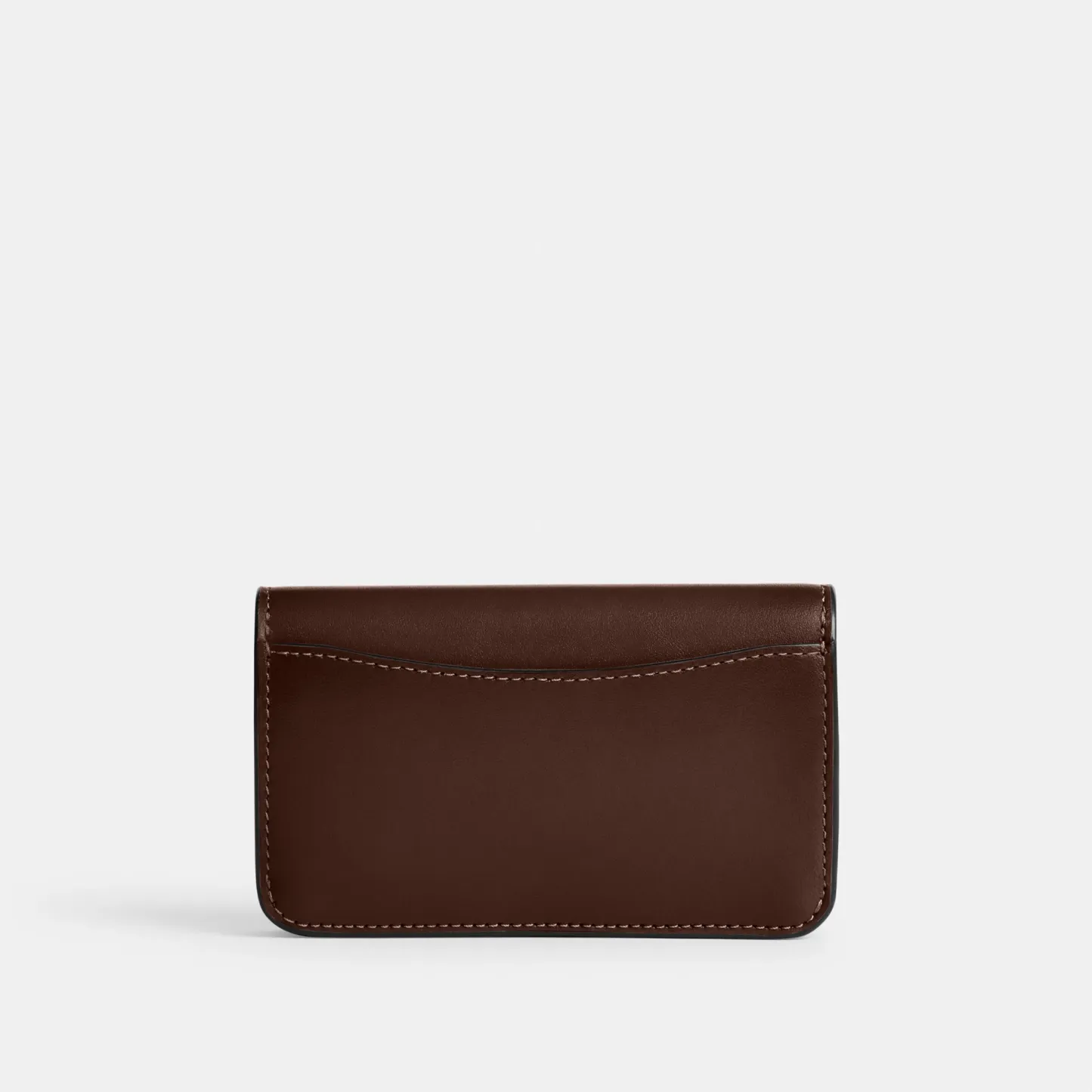 COACH®,Essential Slim Card Case,Calfskin Leather,Bi Fold,Logo,Metal,Casual,Brown,Back View
