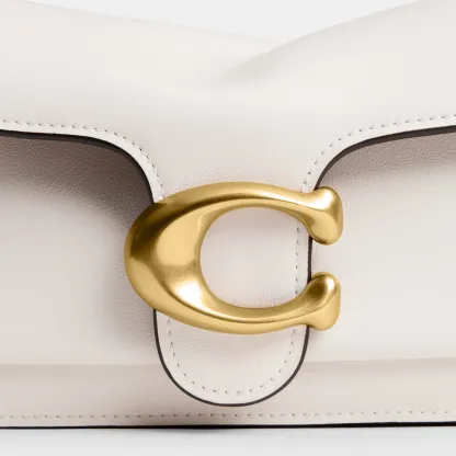 COACH®,Tabby Shoulder Bag 26,Leather,Shoulder Bag,Logo,Metal,Compact,Brass,Casual,White,Closer View