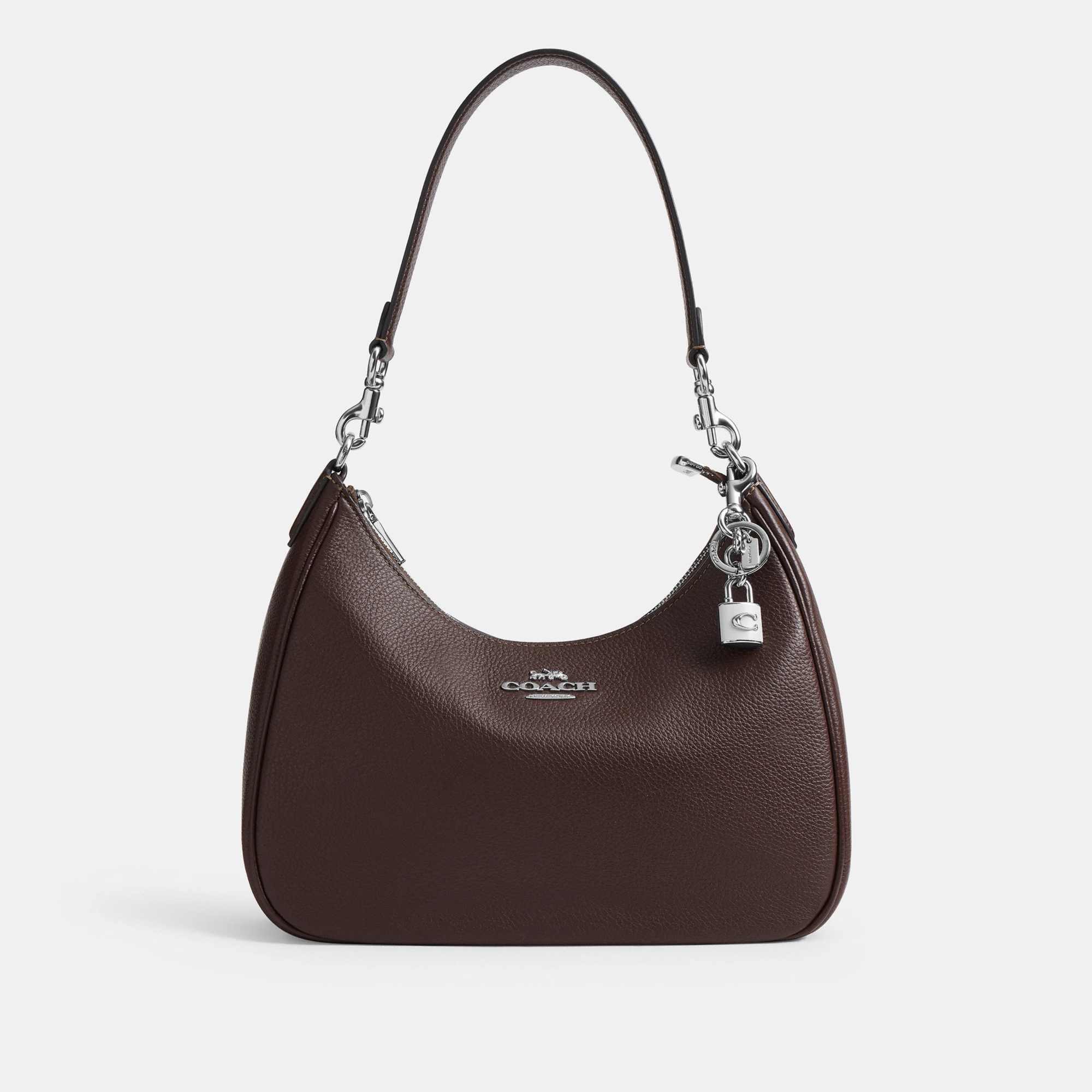 COACH®,Lock Bag Charm,Leather,Bag Charm,Metal Material,Logo,Key Ring,Gold Metal,Casual,Silver,Angle View