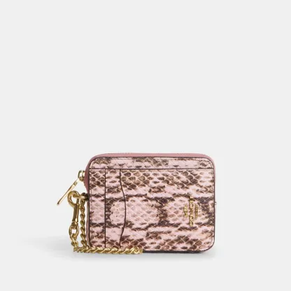 COACH®,Zip Card Case,Pink,Front View