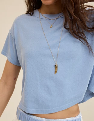Aerie Summer Breeze Cropped T-Shirt - Monaco Blue