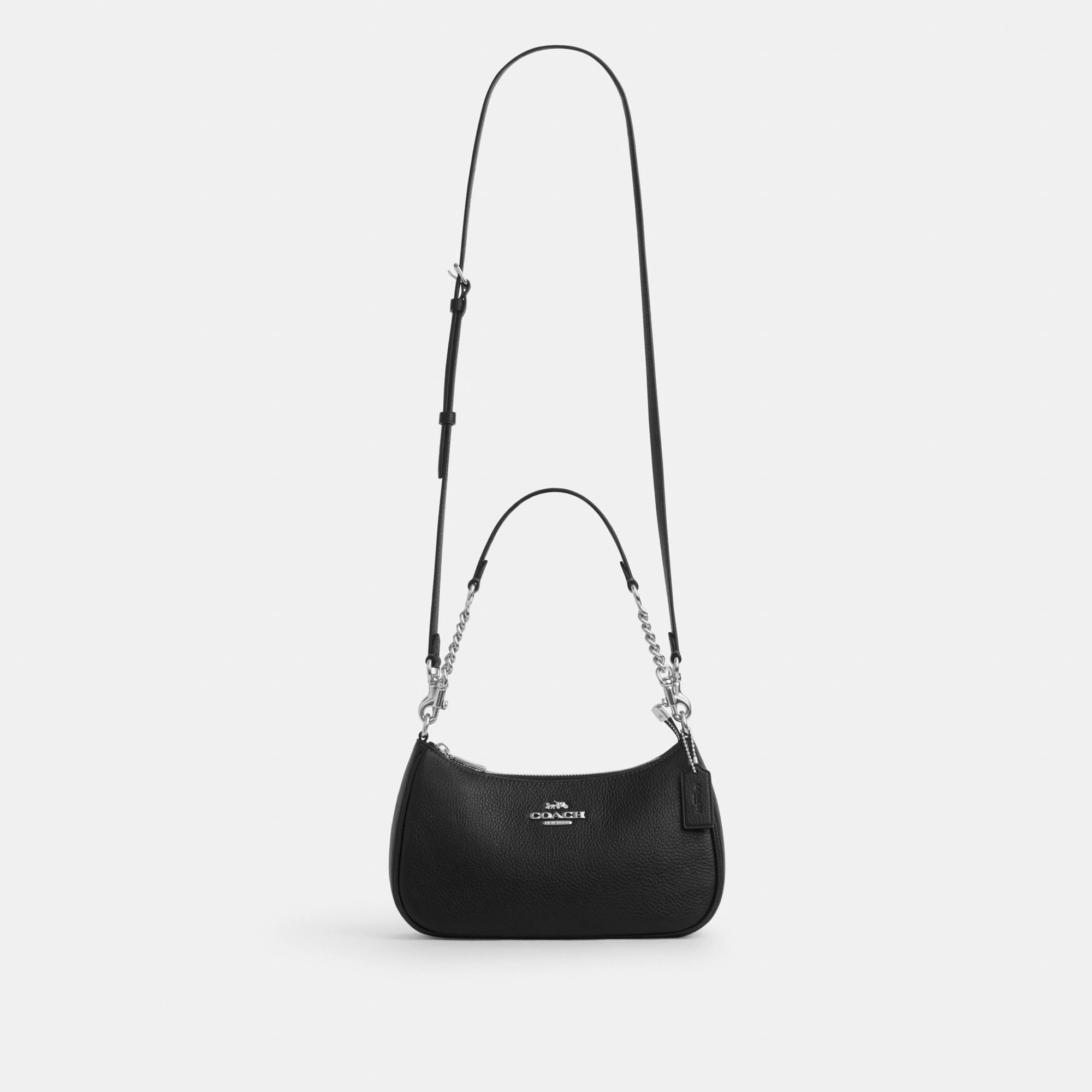 COACH®,Teri Shoulder Bag,Shoulder Bag,Chain Detail,Metal,Logo,Casual,Black