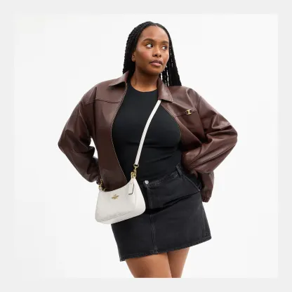 COACH®,Teri Shoulder Bag In Signature Canvas,Shoulder Bag,Logo,Tag Embellishment,Embossed,Metal,Casual,Gray
