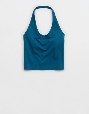 OFFLINE By Aerie OG Cotton Halter Tank Top - Twilight Blue