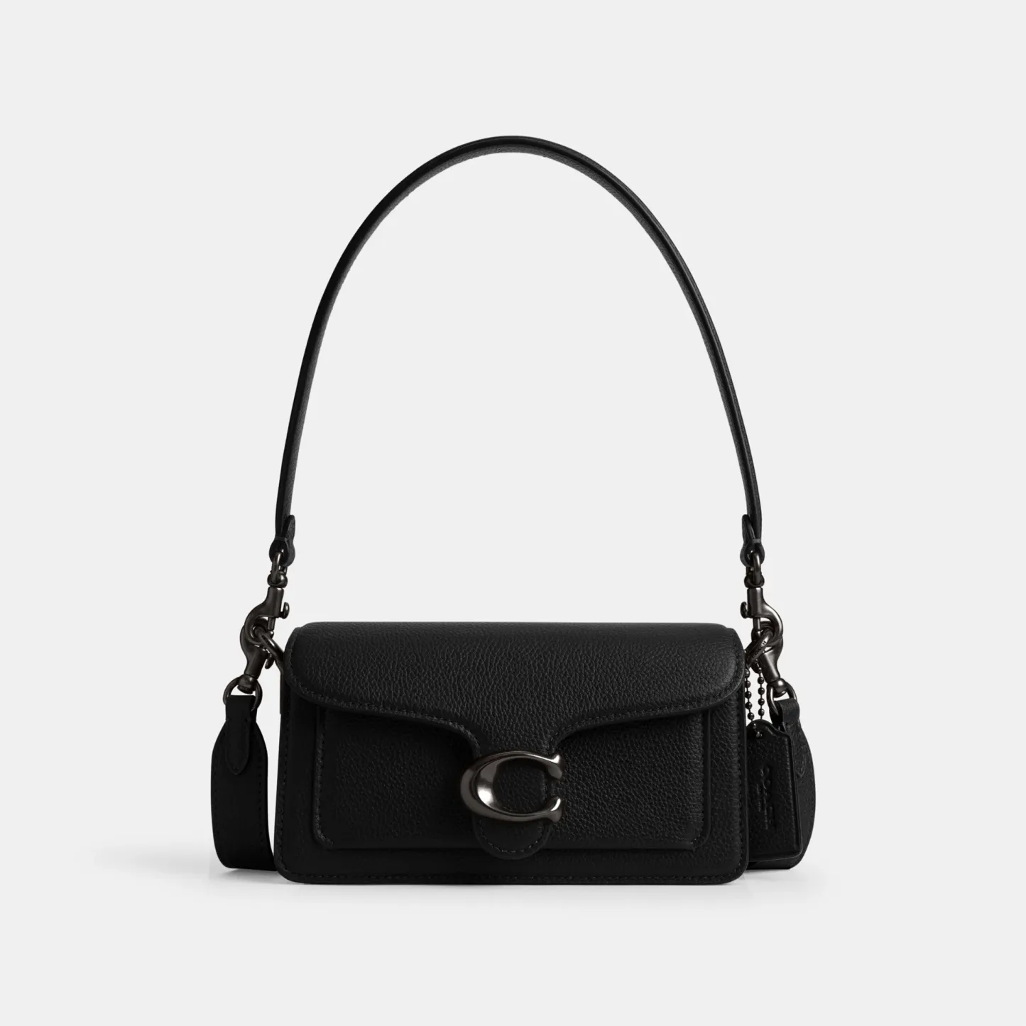 COACH®,Tabby Shoulder Bag 20,Leather,Shoulder Bag,Embossed,Metal,Logo,Day Party,Black,Front View