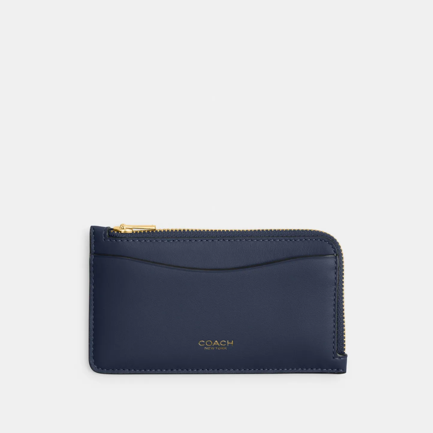 COACH®,New York Zip Card Case,Leather,Calfskin Leather,Card Case,Coin,Word Embellishment,Logo,Casual,Navy,Front View