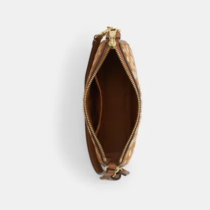 COACH®,Nolita 19 With Deer Print,Recycled Polyester,Calf Hair,Leather,Pouch,Metal Material,Lined,Sustainable,Gold Metal,Ca...,Brown,Inside View,Top View