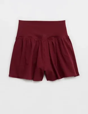 OFFLINE By Aerie Real Me Seersucker Crossover Flowy Short - Deep Ruby
