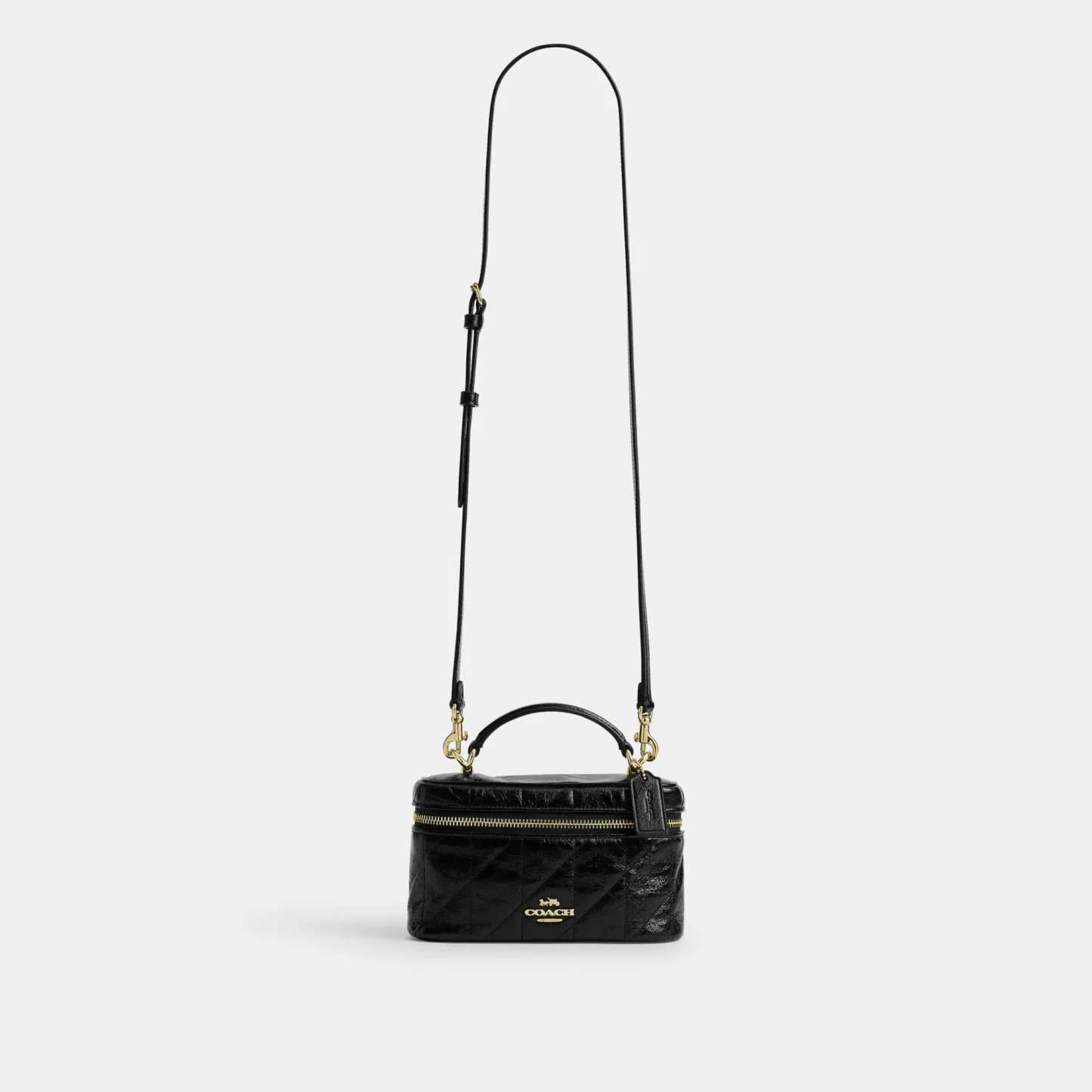 COACH®,Rainer Crossbody Bag 18 With Quilting,Recycled Polyester,Leather,Crossbody,Logo,Quilted,Sustainable,Adjustable,Gold...,Black