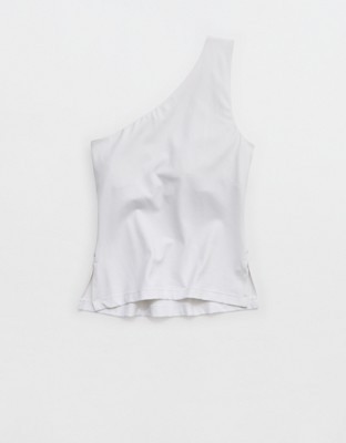 OFFLINE By Aerie Real Me XTRA One Shoulder Tank Top - White