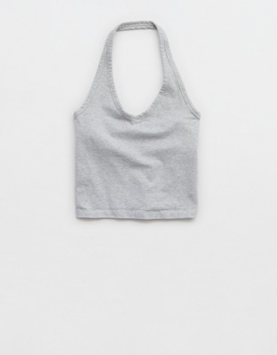 OFFLINE By Aerie OG Cotton Halter Tank Top - Medium Heather Gray