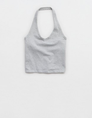 OFFLINE By Aerie OG Cotton Halter Tank Top - Medium Heather Gray