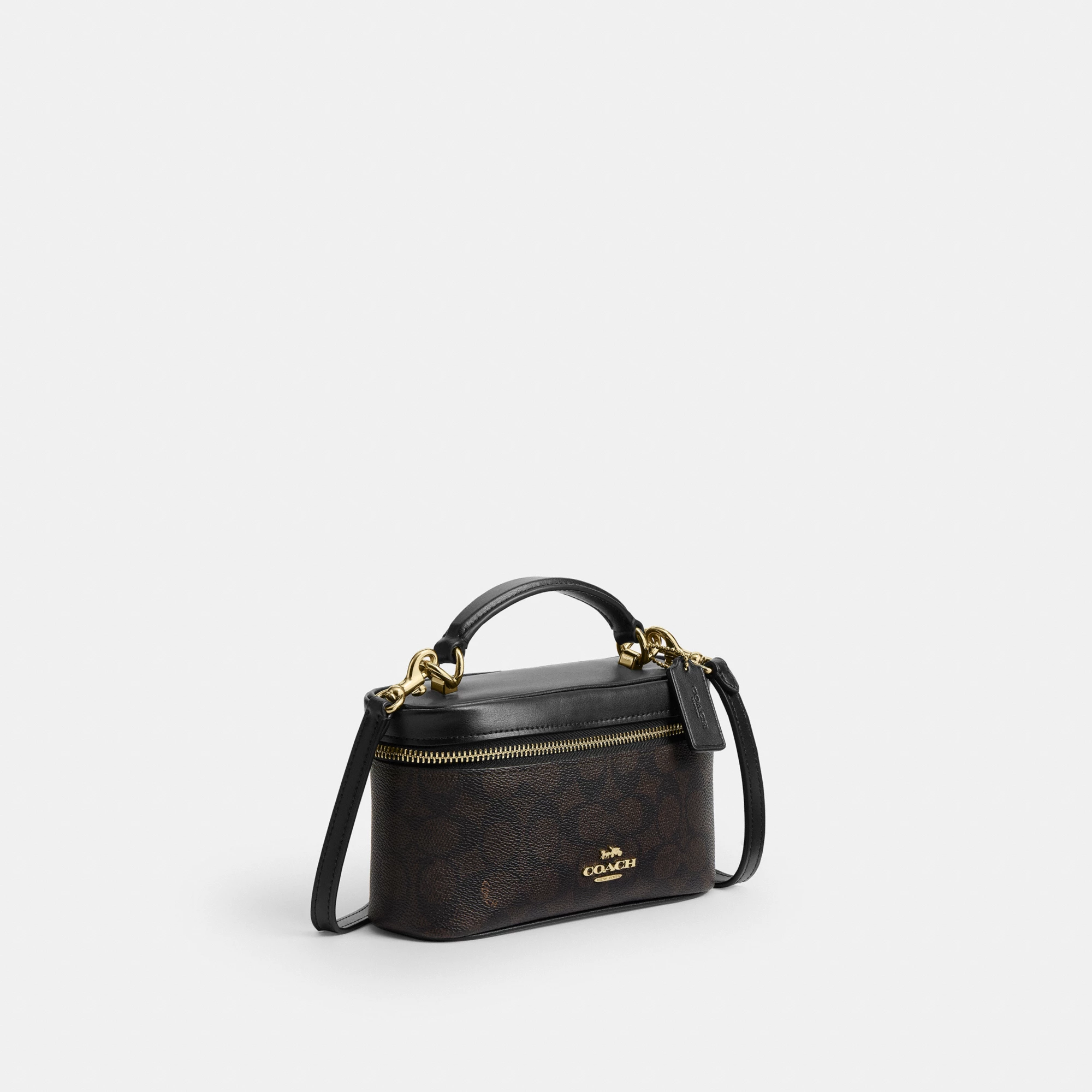 COACH®,Rainer Crossbody Bag 18 In Signature Canvas,Canvas,Recycled Polyester,Leather,Crossbody,Logo,Adjustable,Sustainable...,Brown,Angle View