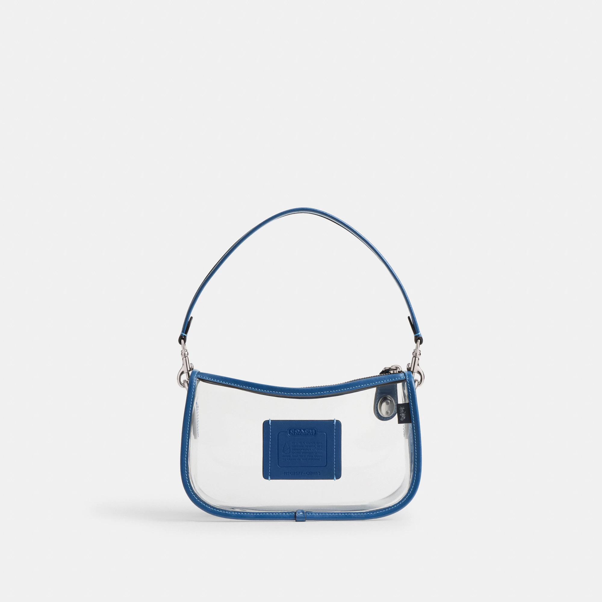 COACH®,Stadium Swinger Bag,Leather,Shoulder Bag,Sheer,Piping,Applique,Casual,White,Back View