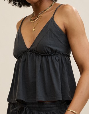 Aerie Happiest Babydoll Tank Top - Smoked Gray