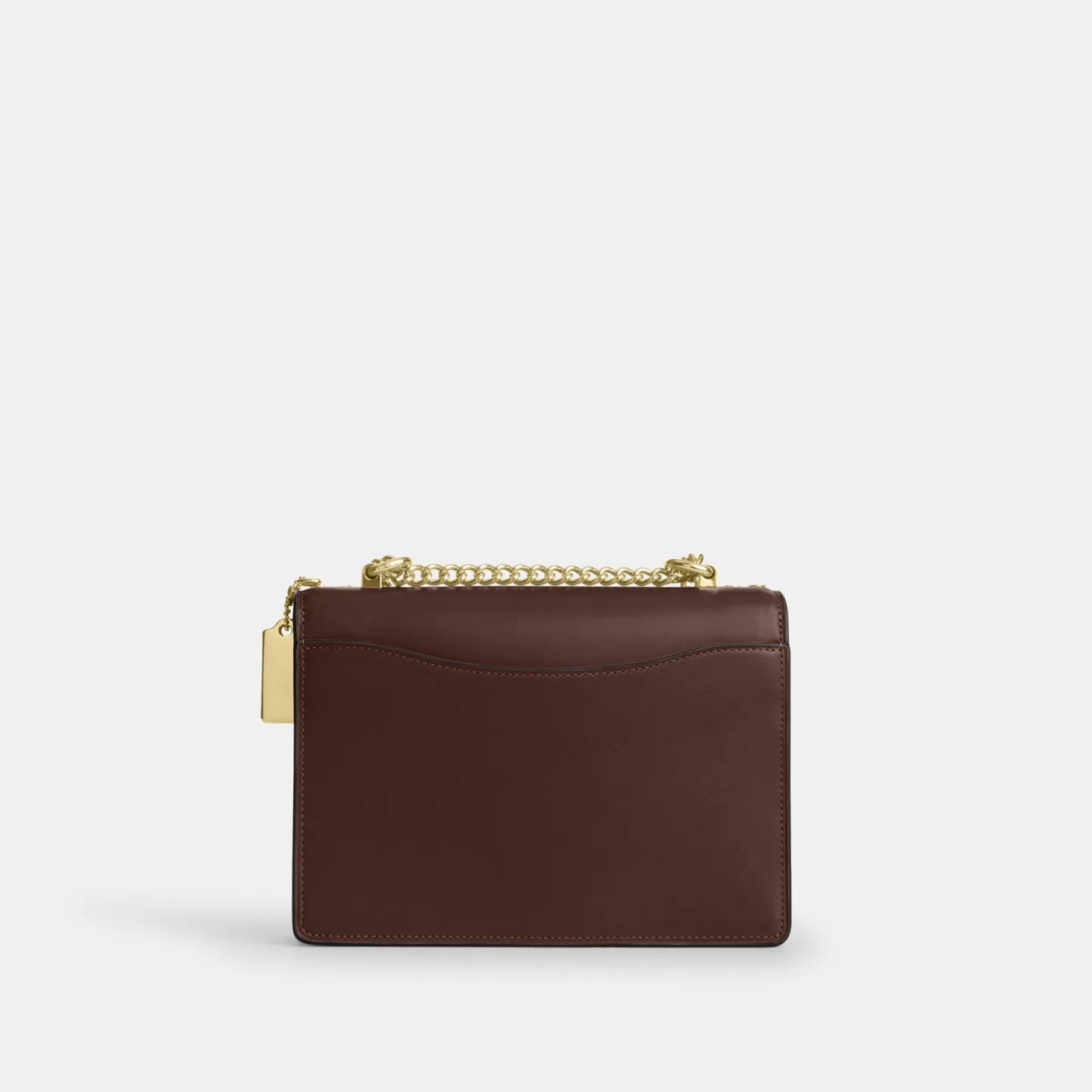 COACH®,Klare Crossbody Bag,Calfskin Leather,Leather,Crossbody,Metal,Logo,Luggage Tag,Adjustable,Lined,Compact,Gold Metal,D...,Brown,Back View