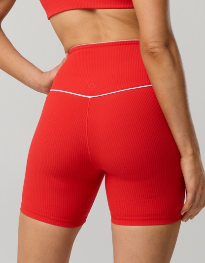 OFFLINE By Aerie Real Me XTRA High Waisted 5" Rib Piping Bike Short - Bright Red