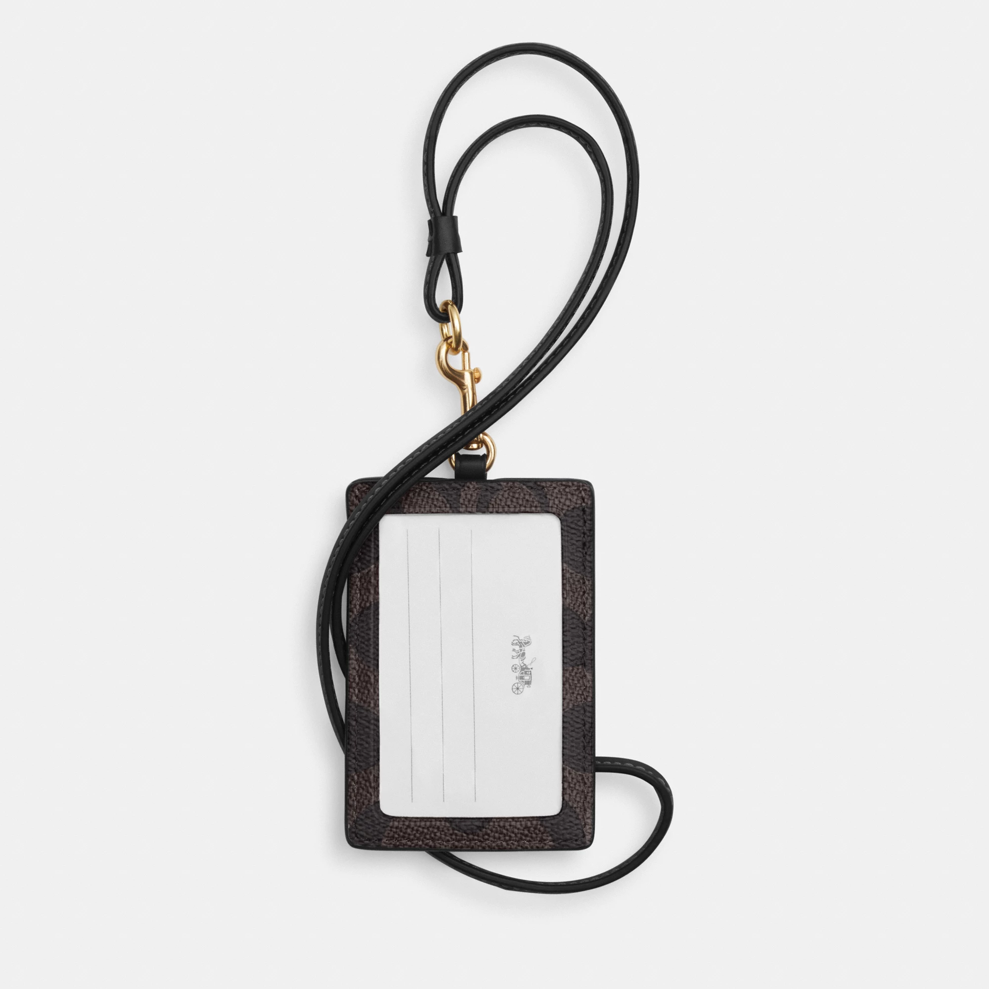 COACH®,Id Lanyard In Signaure Canvas,Canvas,Leather,Card Case,Color Block,Key Ring,Casual,Black,Back View