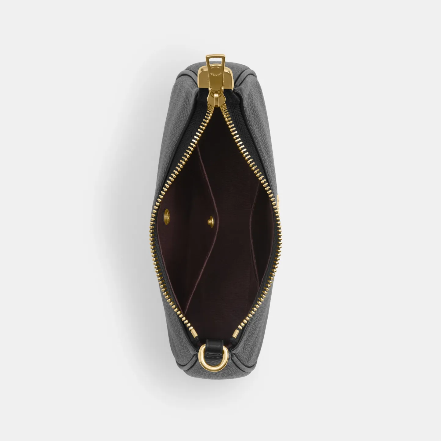 COACH®,Teri Mini Crossbody Bag,Leather,Recycled Polyester,Crossbody,Logo,Adjustable,Compact,Gold Metal,Casual,Black,Inside View,Top View