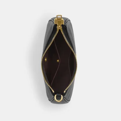 COACH®,Teri Mini Crossbody Bag,Leather,Recycled Polyester,Crossbody,Logo,Adjustable,Compact,Gold Metal,Casual,Black,Inside View,Top View