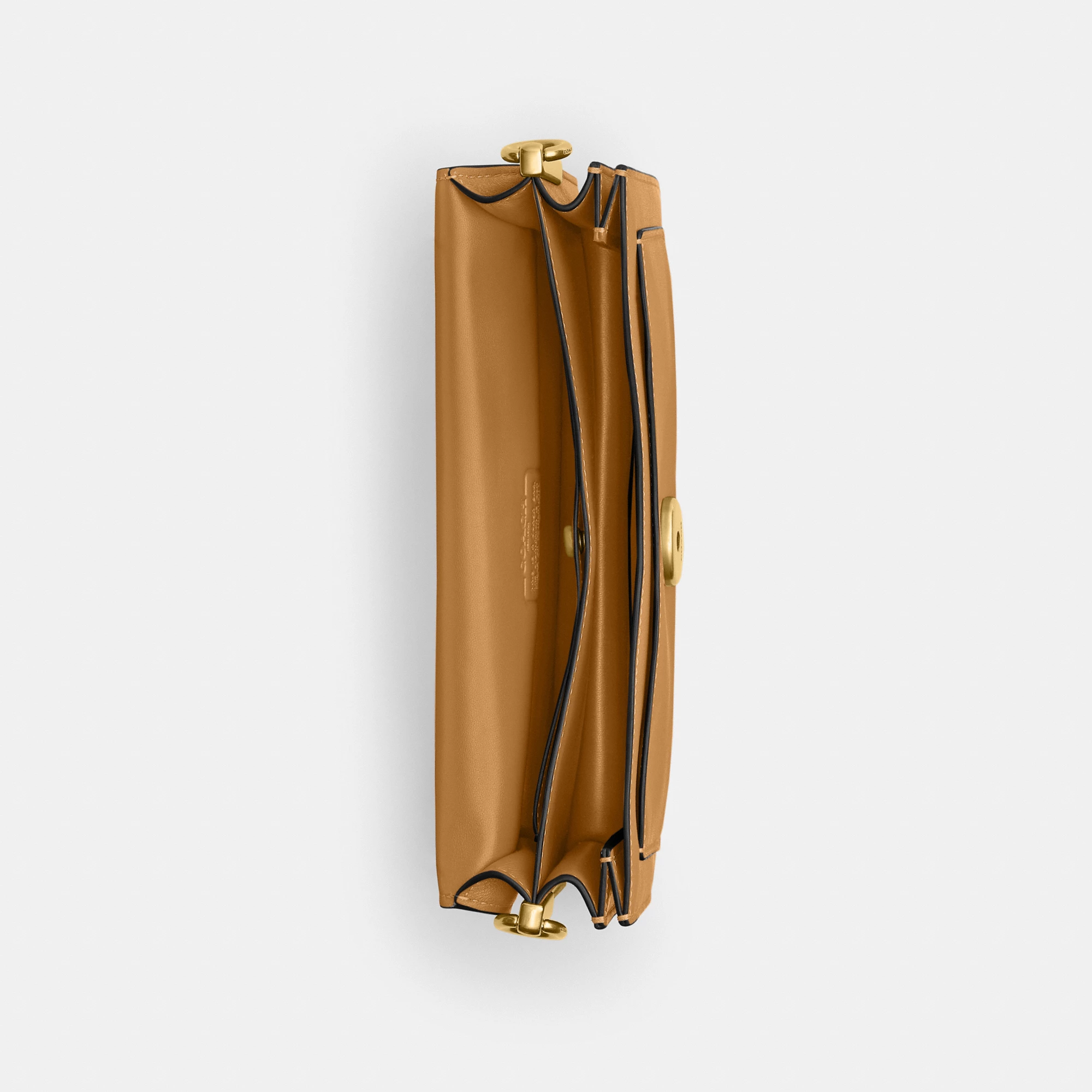 COACH®,Tabby Shoulder Bag 26,Leather,Shoulder Bag,Logo,Metal,Compact,Brass,Casual,Beige,Inside View,Top View