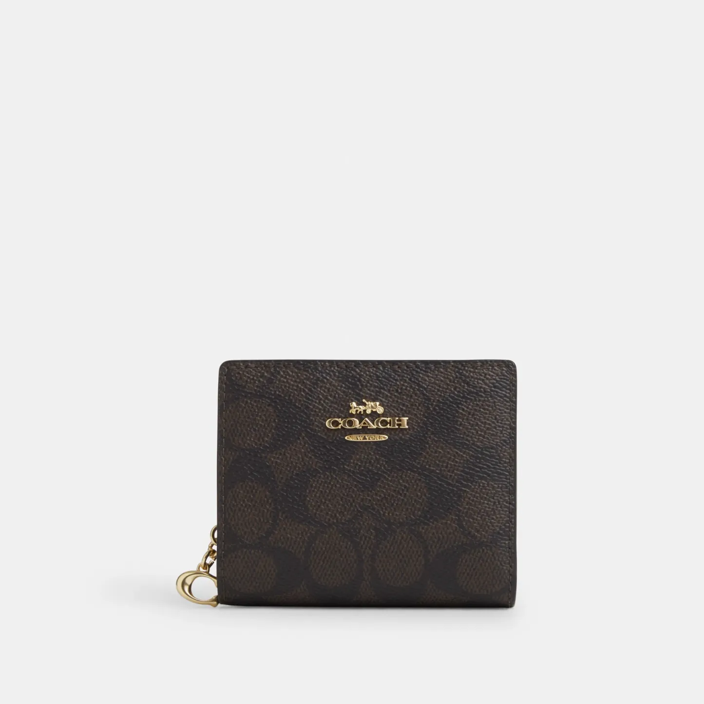 COACH®,Snap Wallet In Signature Canvas,Coin,Bi Fold,Sustainable,Casual,Black,Front View