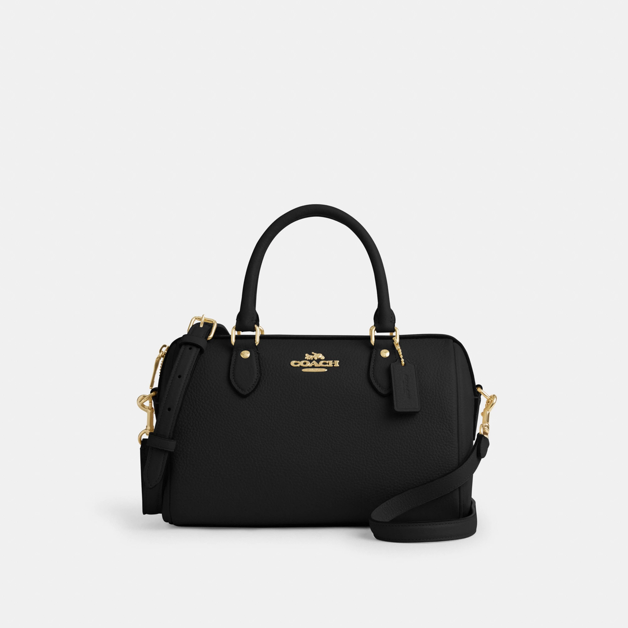 COACH®,Rowan Satchel Bag,Satchel,Logo,Casual,Work,Black,Front View