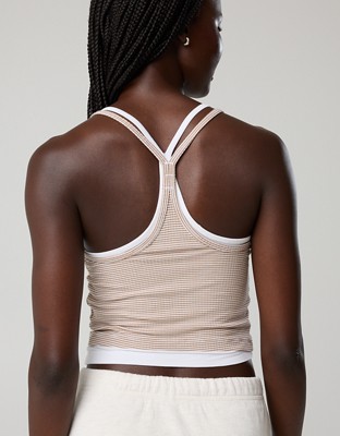 OFFLINE By Aerie Thumbs Up Layered Tank Top - Toasted Almond