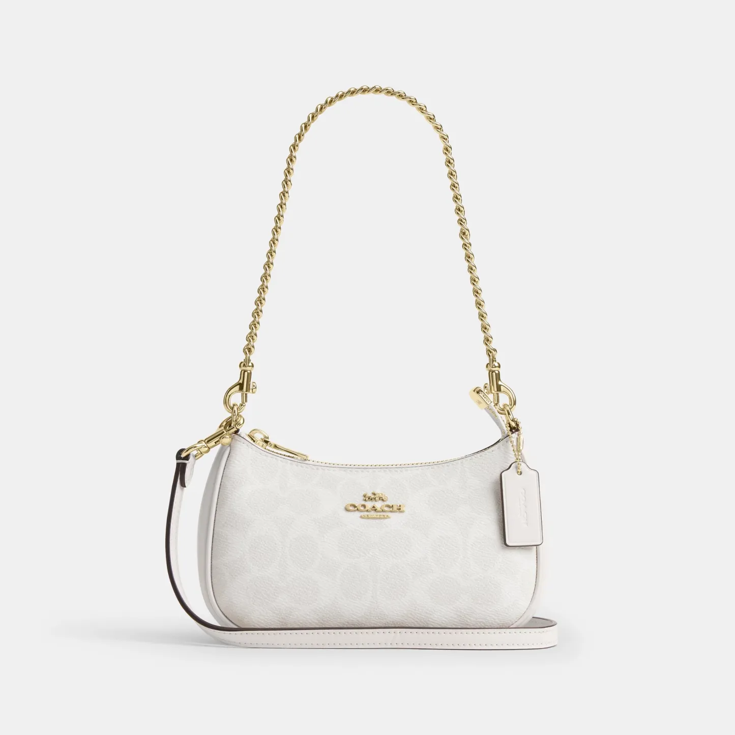 COACH®,Teri Mini Crossbody Bag In Signature Canvas,Polyester,Canvas,Recycled Polyester,Shoulder Bag,Adjustable,2 in 1,Vega...,White,Front View