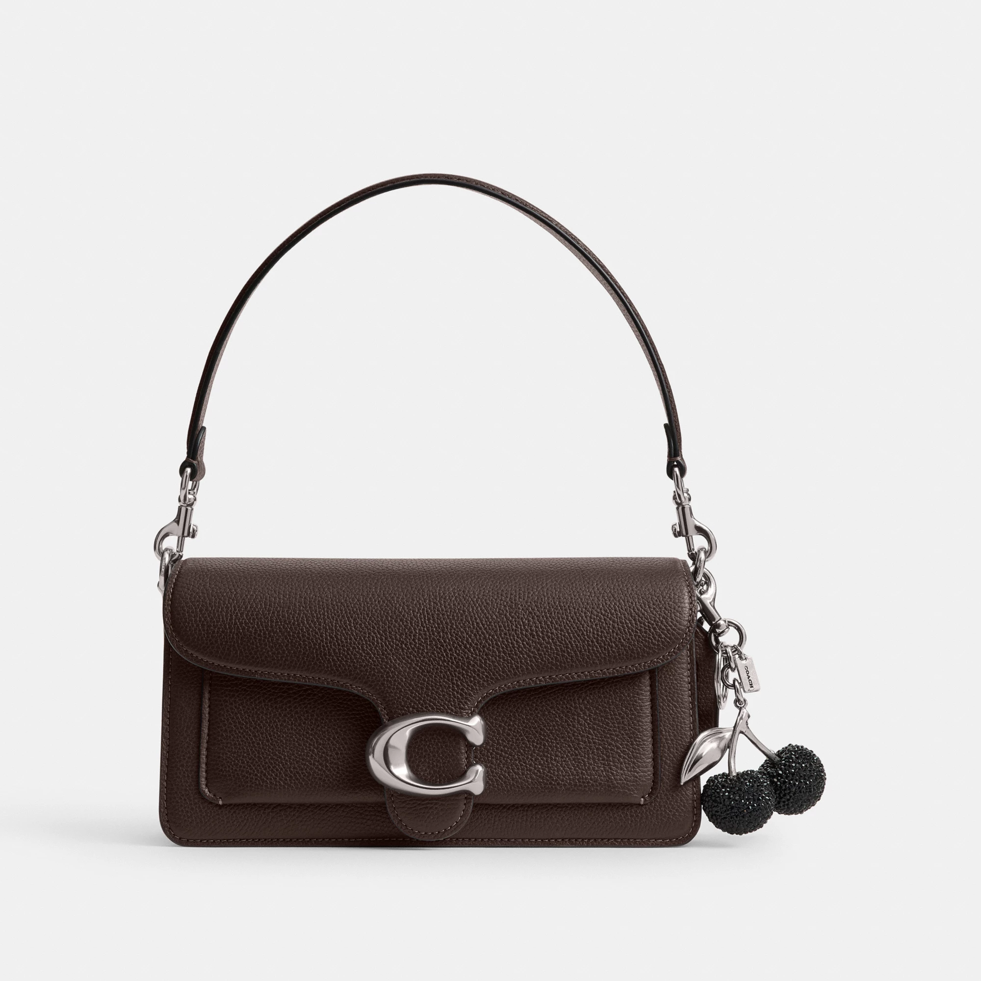 COACH®,Crystal Cherry Bag Charm,Bag Charm,Crystal,Resin,Metal Material,Plastic,Glitter,Embellished,Rhinestones,3D Embellis...,Black,Angle View