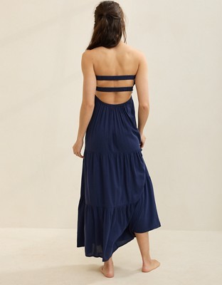 Aerie Strapless Cut Out Maxi Dress - Navy
