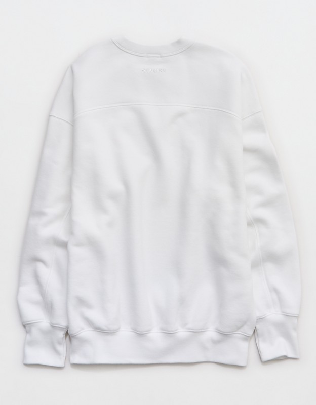 OFFLINE By Aerie Cloud Fleece Oversized Crewneck Sweatshirt - White