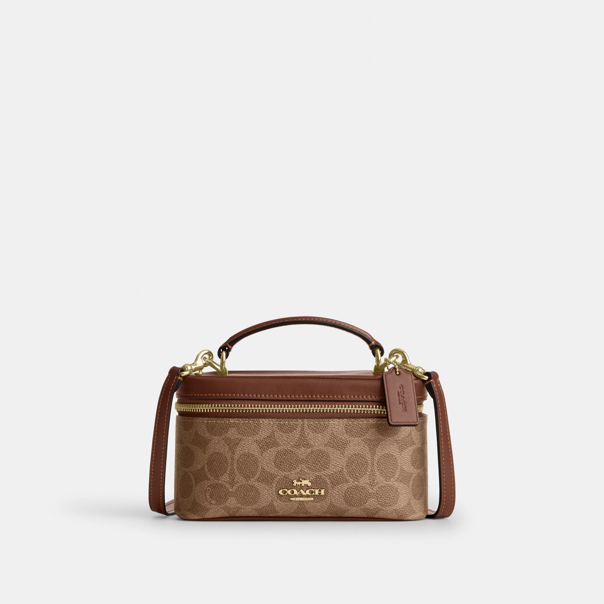 COACH®,Rainer Crossbody Bag 18 In Signature Canvas,Canvas,Recycled Polyester,Leather,Crossbody,Logo,Adjustable,Sustainable...,Brown,Front View