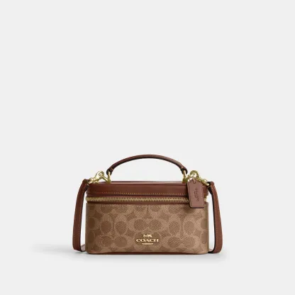 COACH®,Rainer Crossbody Bag 18 In Signature Canvas,Canvas,Recycled Polyester,Leather,Crossbody,Logo,Adjustable,Sustainable...,Brown,Front View